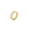 The NAVARRA DIAMOND ACCENT SLIM RING by Roberto Coin features 18K yellow gold, a geometric link design, and small round white diamonds set partially along the band—ideal for stacking. Shown on a white background.