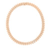 The DOMINO DIAMOND ACCENT CHAIN by Roberto Coin is a rose gold 18K necklace featuring rectangular, angled links in a full circle, with three adjacent diamond-accented links for added sparkle to its timeless style.