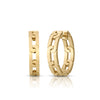 The NAVARRA MEDIUM HOOP EARRINGS by Roberto Coin are crafted in 18K yellow gold, featuring a geometric interlocking chain design, displayed side by side on a white background.