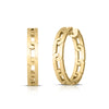 The NAVARRA LARGE HOOP EARRINGS by Roberto Coin are crafted in 18K yellow gold, featuring a geometric interlocking chain design, displayed side by side on a white background.