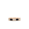 The Roberto Coin ART DECO MOSAIC ALTERNATING BLACK JADE AND DIAMOND RING features gold, alternating rectangular black jade and diamond sections, with intricate rope-like edge detailing.