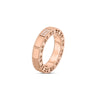 The Roberto Coin ART DECO MOSAIC DIAMOND ACCENT RING features rose gold, a textured braided edge, rectangular sectioned band, and a mosaic cluster of diamond accents set in one segment for Art Deco elegance.