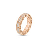 The ART DECO MOSAIC PAVE DIAMOND RING by Roberto Coin features intricate, textured 18K rose gold and rows of pavé-set diamonds encircling the band, shown against a white background.