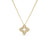 The Roberto Coin Venetian Princess Pave Diamond Small Flower Necklace in 18K yellow gold features a four-petal, open-center floral pendant with pavé-set diamonds, creating a sparkling and elegant design.