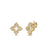 The Roberto Coin VENTIAN PRINCESS PAVE DIAMOND SMALL FLOWER STUD EARRINGS in 18K yellow gold feature four-petal floral shapes with pavé-set sparkling diamonds, elegantly displayed on a white background.