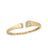 The OBELISCO PAVE DIAMOND ENDS BANGLE by Roberto Coin is a gold open cuff with ridged segments and square ends, each set with pavé diamonds, showcasing modern Italian elegance. Photographed on a white background.