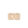 The OBELISCO DIAMOND ACCENT RING by Roberto Coin features an open design in 18K rose gold, highlighted by two pyramid-shaped ends outlined with sparkling diamond accents.