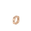 The Roberto Coin PRINCESS BLACK AND WHITE DIAMOND SQUARE RING is a textured wide band in 18K rose gold, set with scattered black and white diamonds, shown on a plain white background.