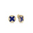 The VENETIAN MEDALLIONS MEDIUM STUD EARRINGS by Roberto Coin feature 18K yellow gold with deep blue centers, white floral patterns, and sparkling stones, shown on a plain white background.