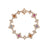 The VENETIAN PRINCESS CARNIVAL PAVE DIAMOND AND MIXED STONES ALTERNATING FLOWER BRACELET by Roberto Coin features alternating flower-shaped links adorned with pavé diamonds and multicolored pink, orange, blue, and purple gemstones.