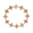 The VENETIAN PRINCESS CARNIVAL PAVE DIAMOND AND MIXED STONES FLOWER BRACELET by Roberto Coin features floral links with pastel gems at the center, surrounded by pavé diamonds and arranged in a symmetrical circular pattern.