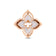 The Roberto Coin Venetian Princess Pirouette Medium Flower Ring features a polished, symmetrical petal design in rose gold and white mother-of-pearl, inspired by floral motifs and reminiscent of Venetian artistry.