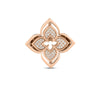 The VENETIAN PRINCESS PIROUETTE PAVE FLOWER RING by Roberto Coin Staging features a rose gold, four-petal floral design with delicate openwork and diamond accents, radiating elegant sophistication in 18K gold.