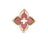 A rose gold, flower-shaped pendant with four pink enamel petals and an open center pairs perfectly with the Roberto Coin Staging VENETIAN PRINCESS PIROUETTE PAVE FLOWER RING.
