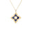 The VENETIAN PRINCESS PIROUETTE PAVE MEDIUM FLOWER NECKLACE by Roberto Coin features Italian 18K yellow gold, a blue enamel quatrefoil pendant with an open flower center and pavé diamonds.