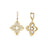 The VENETIAN PRINCESS PIROUETTE PAVE MEDIUM FLOWER DROP EARRINGS by Roberto Coin feature 18K gold with a floral motif, diamond accents on one side, and white enamel inlays on the other, set against a white background.