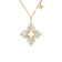 The Roberto Coin VENETIAN PRINCESS PIROUETTE LARGE FLOWER NECKLACE features an 18K gold floral pendant with mother-of-pearl inlay, diamond accents, and a matching charm by the clasp, reflecting exquisite Italian craftsmanship.