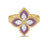 Roberto Coin Venetian Princess Flower Ring in 18K Yellow Gold – Diamond, Rhodonite (front view)