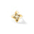 Yellow gold flower ring with diamond accents on a white background