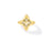 Yellow gold flower ring with diamond accents on a white background
