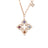 The VENETIAN PRINCESS CARNIVAL PAVE DIAMOND AND MIXED STONES LARGE OPEN FLOWER NECKLACE by Roberto Coin features a four-petal flower in 18K rose gold, set with white diamonds and colorful gemstones on a matching gold chain.