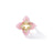 Front view of yellow gold, pink opal, and diamond floral ring on a white background