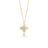 Yellow gold, mother of pearl, and diamond floral necklace on a white background