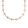 The VENETIAN PRINCESS CARNIVAL Pave Diamond and Mixed Baguette Flower Long Necklace by Roberto Coin features intricate floral links with pave diamonds and multicolored baguette gemstones, displayed on a white background.