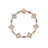 The VENETIAN PRINCESS CARNIVAL PAVE DIAMOND AND MIXED BAGUETTE FLOWER BRACELET by Roberto Coin is crafted in 18K rose gold, featuring diamond pave and mixed baguette floral motifs in an intricate circular design.
