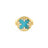 The VENETIAN MEDALLIONS MEDIUM REVERSIBLE RING by Roberto Coin features 18K yellow gold, a round turquoise center, a gold rope border, and floral clusters of diamonds—an elegant statement piece.