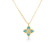 The VENETIAN PRINCESS DIAMOND AND CYAN ENAMEL FLOWER NECKLACE by Roberto Coin showcases an 18K yellow gold four-petal flower pendant with cyan enamel accents and a sparkling diamond center, shining beautifully against a white background.