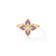 Front view of a yellow gold ring featuring lavender enamel and diamonds on a white background