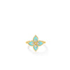 VENETIAN PRINCESS DIAMOND AND CYAN ENAMEL FLOWER RING