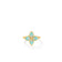 The VENETIAN PRINCESS DIAMOND AND CYAN ENAMEL FLOWER RING by Roberto Coin features 18K yellow gold, cyan enamel petals, and diamond centers, shown on a white background.