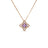 The Roberto Coin VENETIAN PRINCESS CARNIVAL Pave Diamond and Amethyst Small Flower Necklace features a gold flower pendant with a purple amethyst center and sparkling diamonds, highlighting Italian craftsmanship on a plain white background.
