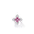 The DIAMOND PRINCESS LUCE DIAMOND AND RUBELLITE FLOWER RING by Roberto Coin features four round pink rubellites at the center, starburst-set with clear baguette diamonds in 18K white gold, displayed against a white background.