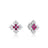 The DIAMOND PRINCESS LUCE FLOWER STUD EARRINGS by Roberto Coin showcase four round pink gemstones at the center, encircled by baguette-cut clear stones set in white metal for a dazzling, elegant look.
