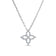 White gold necklace with diamond floral pendant on a white background.