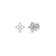 Small sized white gold flower earrings with diamonds on a white background
