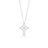 White gold and diamond floral necklace on a white background.