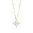 Yellow gold and diamond floral necklace on a white background.
