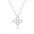 White gold necklace with a diamond flower pendant on a white background