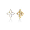 DIAMOND PRINCESS OUTLINE LARGE TAPERED FLOWER STUD EARRINGS