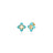 Pair of gold, diamond, and amazonite flower-shaped earrings on a white background