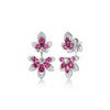 TIARE' PAVE DIAMOND & RUBELLITE RUBY FLOWER DROP EARRINGS