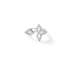 White gold split floral ring with diamond accents on a white background