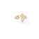 Yellow gold split floral ring with diamond accents on a white background