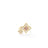 The Roberto Coin VENETIAN PRINCESS CARNIVAL DIAMOND AND RUBELLITE DOUBLE FLOWER RING in 18K yellow gold features diamond-encrusted dual floral motifs, each with a central pink rubellite gem, displayed on a white background.