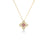 The VENETIAN PRINCESS CARNIVAL DIAMOND AND RUBELLITE MEDIUM FLOWER NECKLACE by Roberto Coin features sparkling white diamonds on flower petals and pink rubellites at the center, all set in 18K yellow gold. Displayed on a white background.