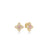 The VENETIAN PRINCESS CARNIVAL DIAMOND AND RUBELLITE MEDIUM FLOWER STUD EARRINGS by Roberto Coin, crafted in 18K yellow gold with pink and white gemstones in a flower petal design, are displayed on a white background.